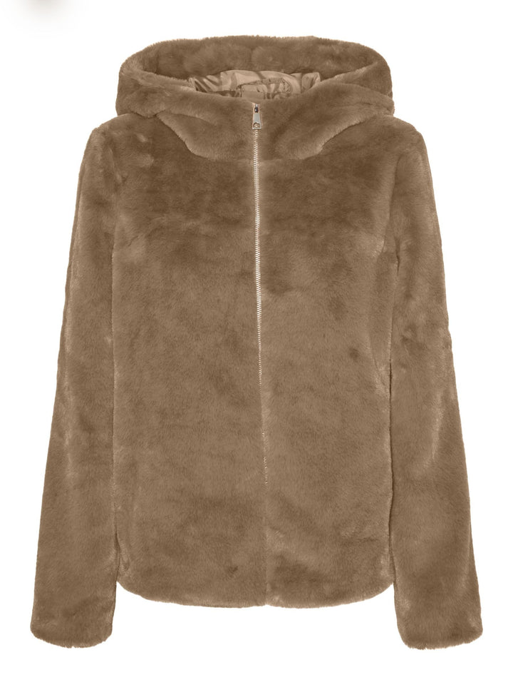 VERO MODA Damen Vmsonjahoodie Short Faux Fur Jacket Boos Jacke, Tigers Eye