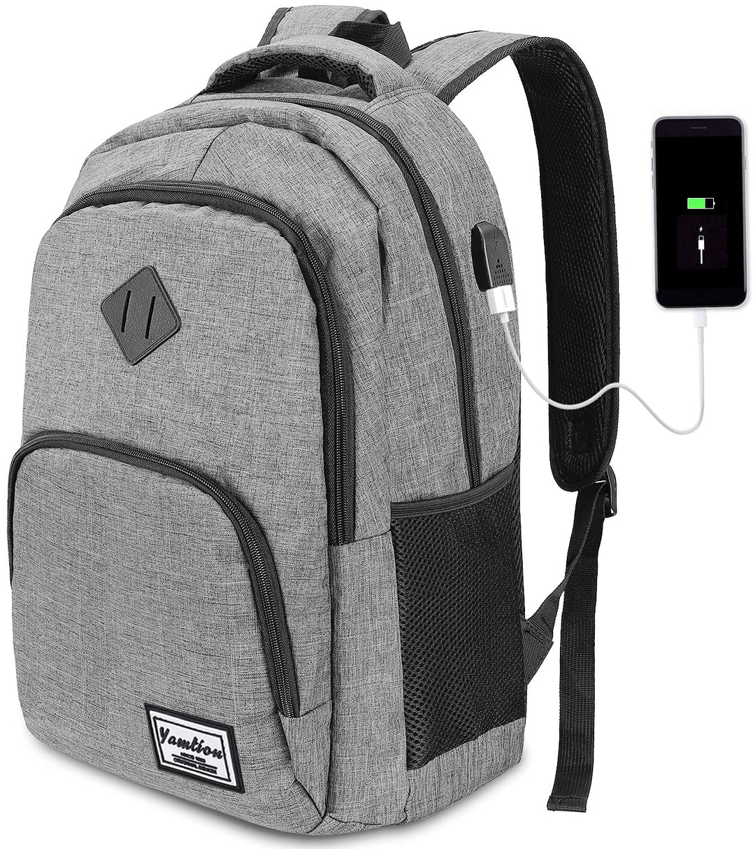 YAMTION Rucksack Laptop Rucksack Studenten Herren Rucksack Daypack mit USB-Ladeanschluss für Schule