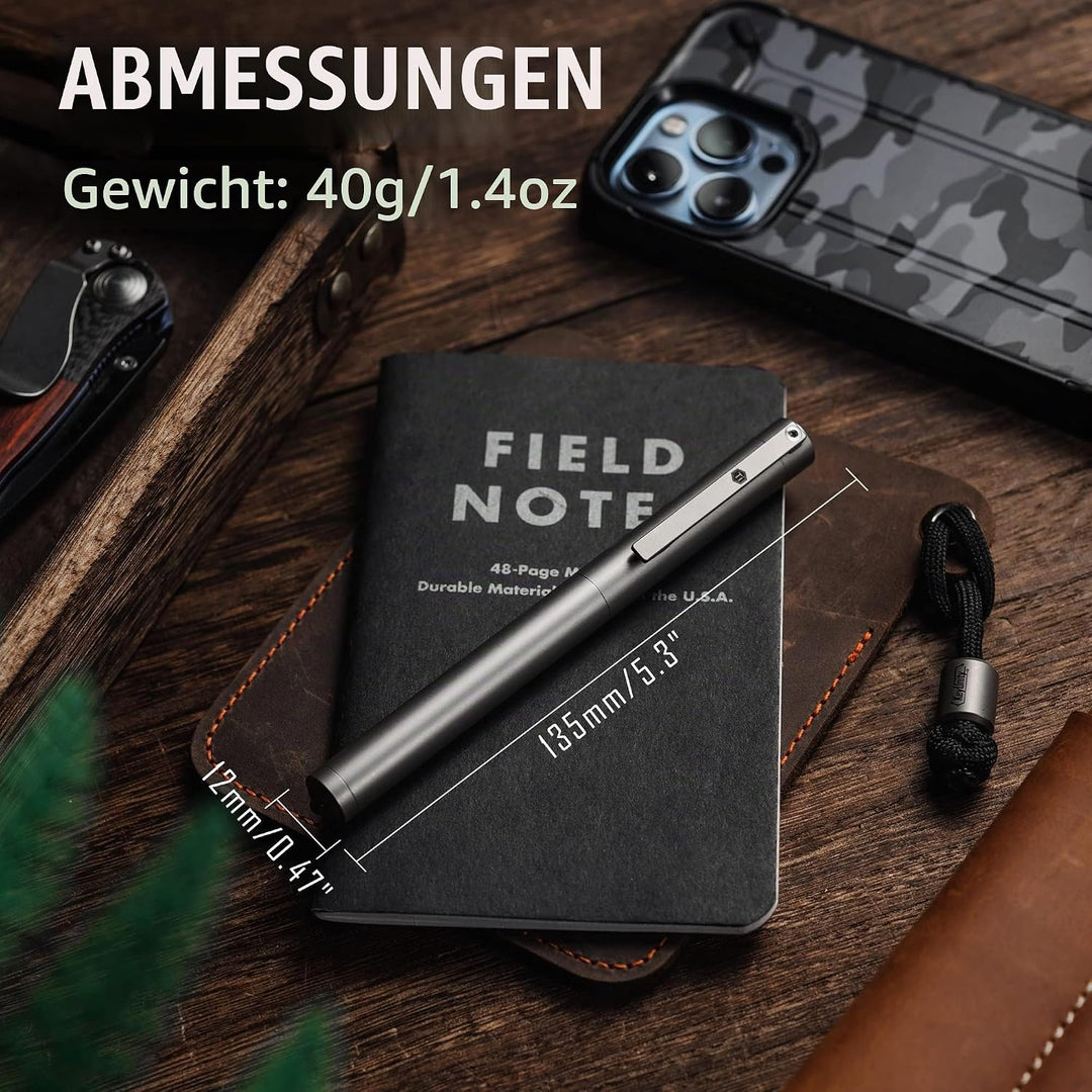 KeyUnity KP02 Füllfederhalter, feine Feder mit Tintenkonverter, Kalligraphiestift aus Titanlegierung