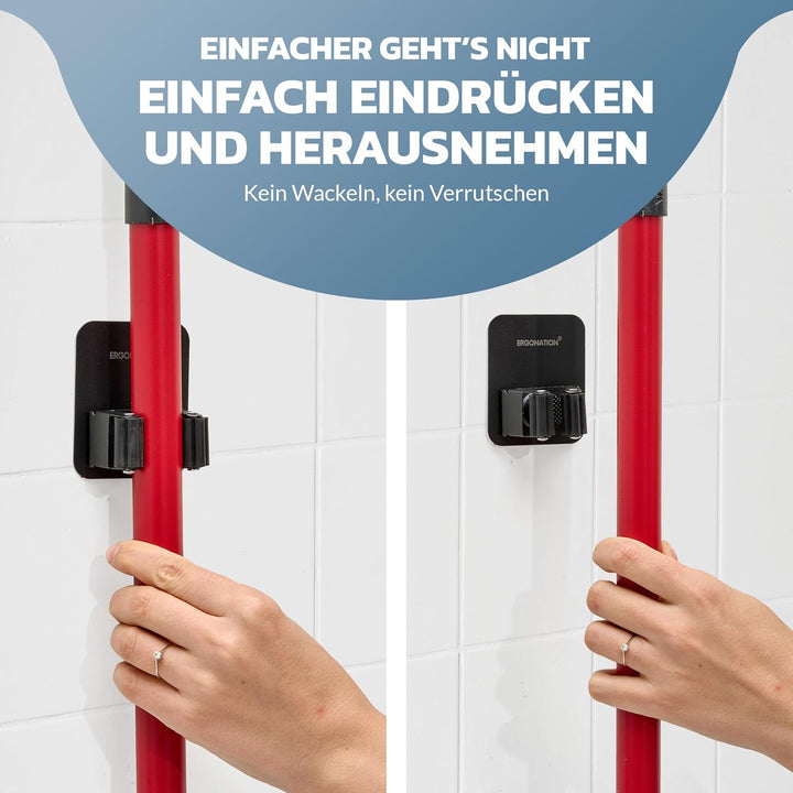 Selbstklebende Besenhalter & Gerätehalter Wand ohne Bohren und Schrauben | Robuste Wandhalterung aus