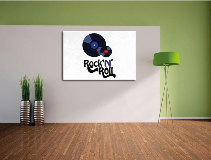 Pixxprint Rock 'n' Roll Schallplatten als Leinwandbild/Grösse: 100x70 / Wandbild/Kunstdruck/fertig b