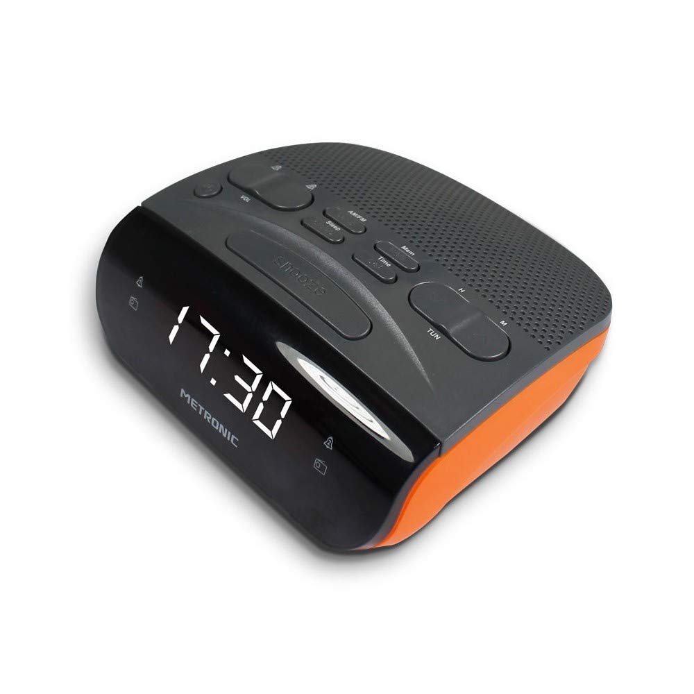 Metronic 477034 Uhrenradio - Radiowecker FM Radio Duo Colors LED Anzeige - Orange/Schwarz, Orange