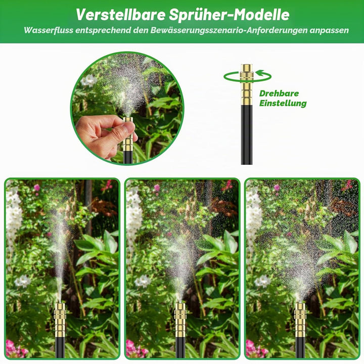360° Einstellbar Garten Bewässerungssystem, Garten Bewässerungsschlauch Kit 15M with 15 Düsen, Tropf