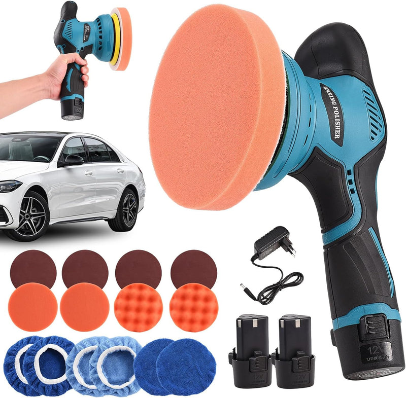 ADWOLT Auto Poliermaschine Set, Akku Poliermaschine, Exzenter Poliermaschine, 8 Geschwindigkeiten bi