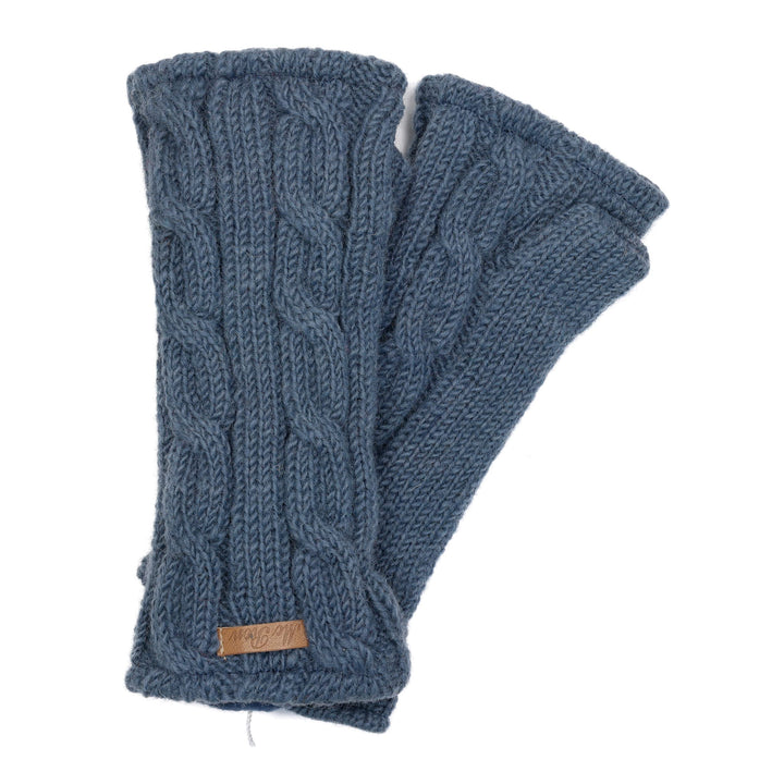 McRon Damen Gestrickte Pulswärmer Modell Emily Staubblau, Staubblau
