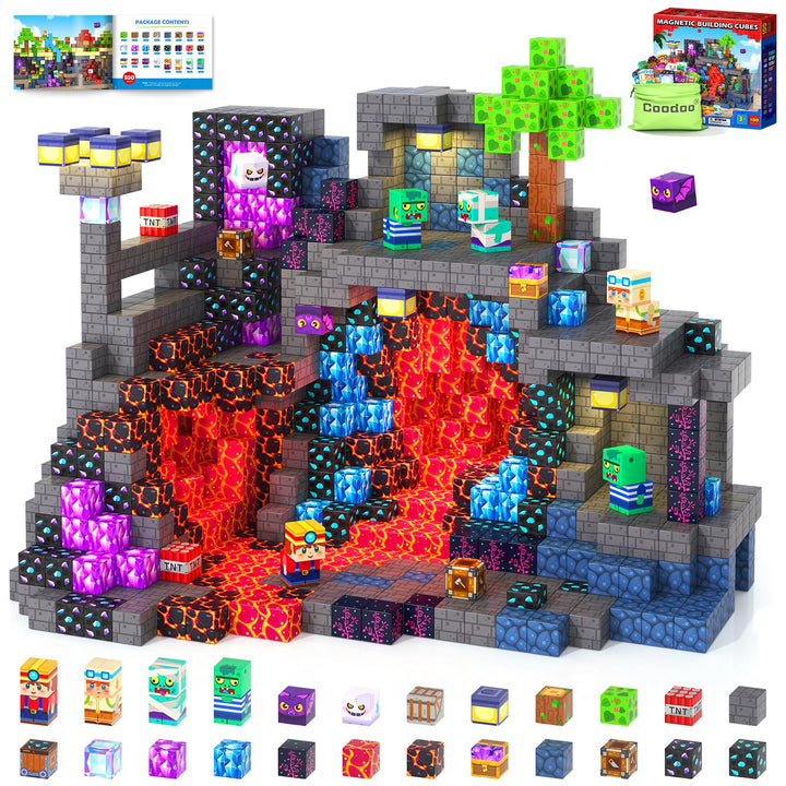 Magnetische Bausteine - Baue Mine Magnet Welt Kinderspielzeug, Magnetische Fliesen STEM Outdoor Spie
