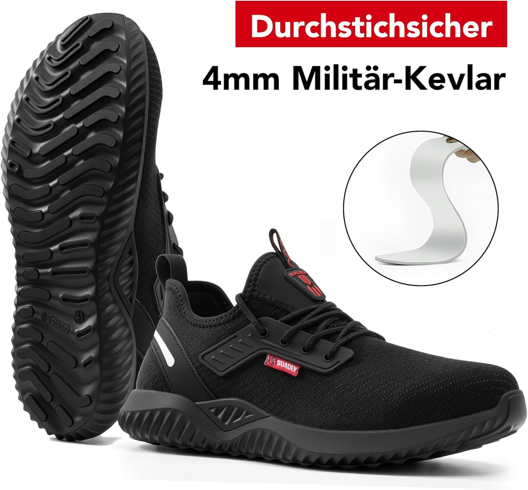 SUADEX Arbeitsschuhe Herren Sicherheitsschuhe Damen Leicht Atmungsaktiv Unisex Stahlkappenschuhe 48