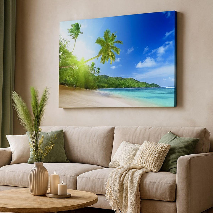 Bilder auf Leinwand Baum Dschungel Welle Landschaft Leinwandbild 70x50cm Wandbilder Dekoration Wohnz