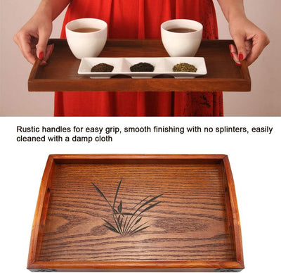 Duokon Tee-Tablett aus Massivholz Kaffee elegant Sushi Bocadillos Essteller für Tee Kaffee Mahlzeite