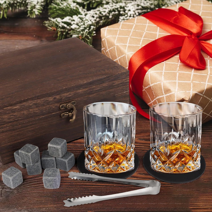 Whisky Geschenk Set,Whisky Steine Geschenkset,Whiskey Gläser Set Enthalten 8 Whiskey Steine & 2 Whis