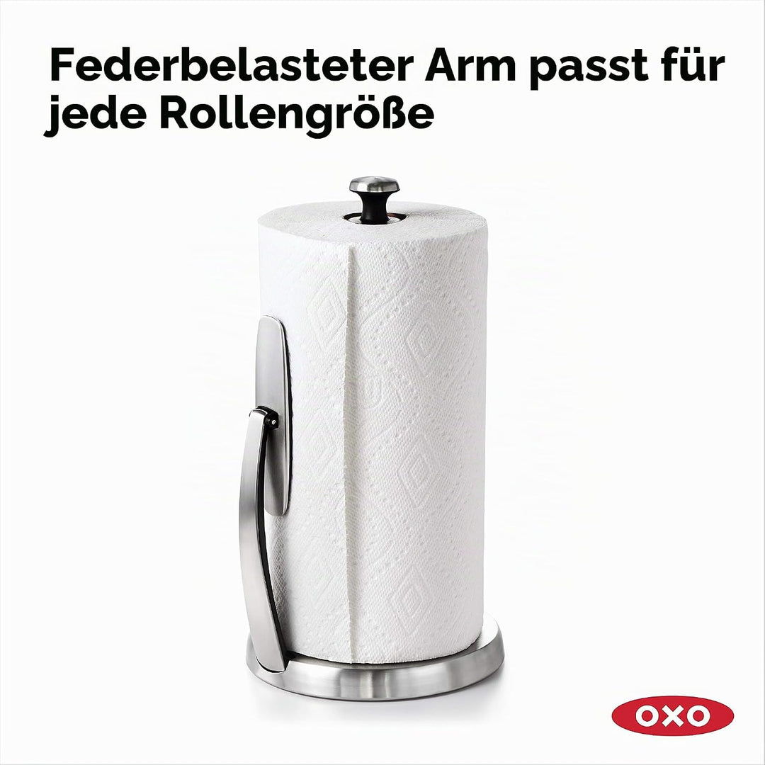 OXO Good Grips SimplyTear Standing Paper Towel Holder, Brushed Stainless Steel Good Grips Simply Tea