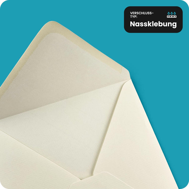 Netuno 500 quadratische Briefumschläge Ecru gerippt 15,3 x 15,3 cm 120g Aster Laid Ivory strukturier