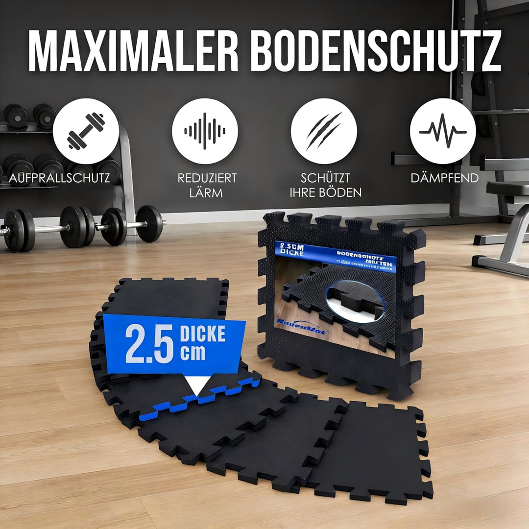 Eva Puzzlematte 2,5cm extra dick – 150% mehr Schutz – Fitnessmatte Bodenschutzmatte rutschfest – 32x