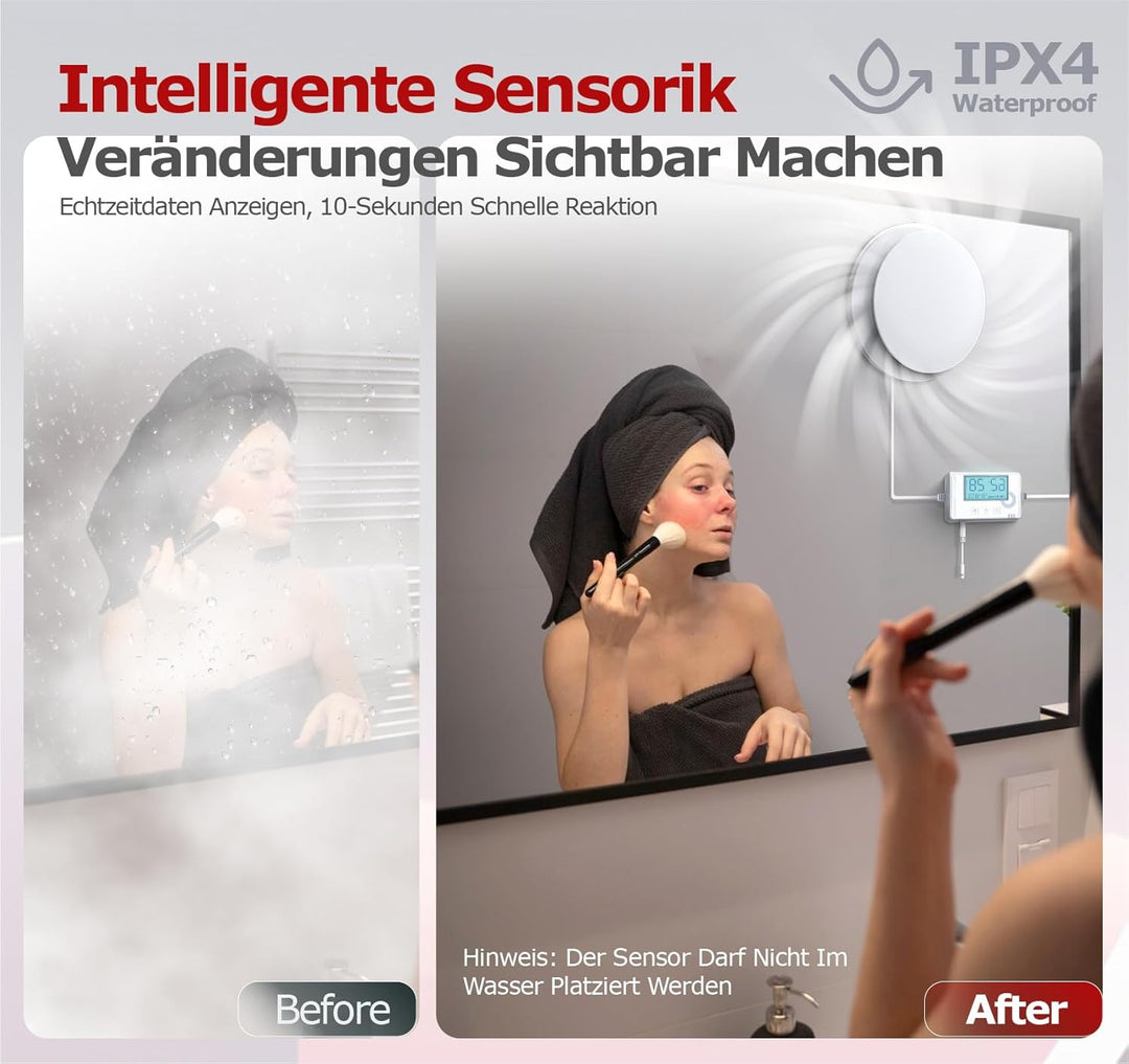 Badlüfter mit Feuchtigkeitssensor&Temperatursensor, Timer - Bad Lüfter 100mm mit Visualisiertem Cont
