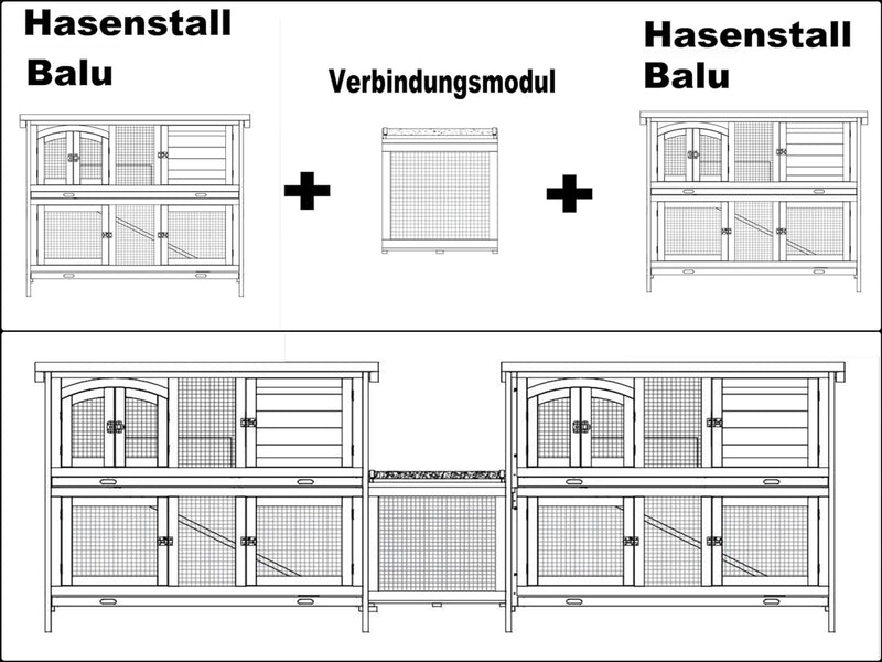 Verbindungsmodul für Hasenstall System Balu Hasenstall Kaninchenstall XL Verbindung Kombi endlos erw