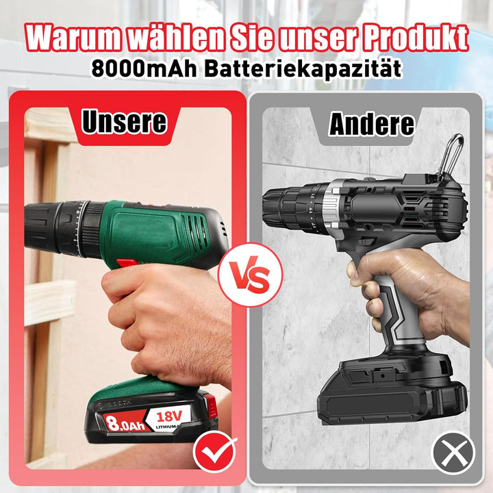 4PCS 18V 8.0Ah Kompatibel mit für Bosch 18V Akku Ersatz für Bosch Akku PBA PSB PSR Li-ion Home and G