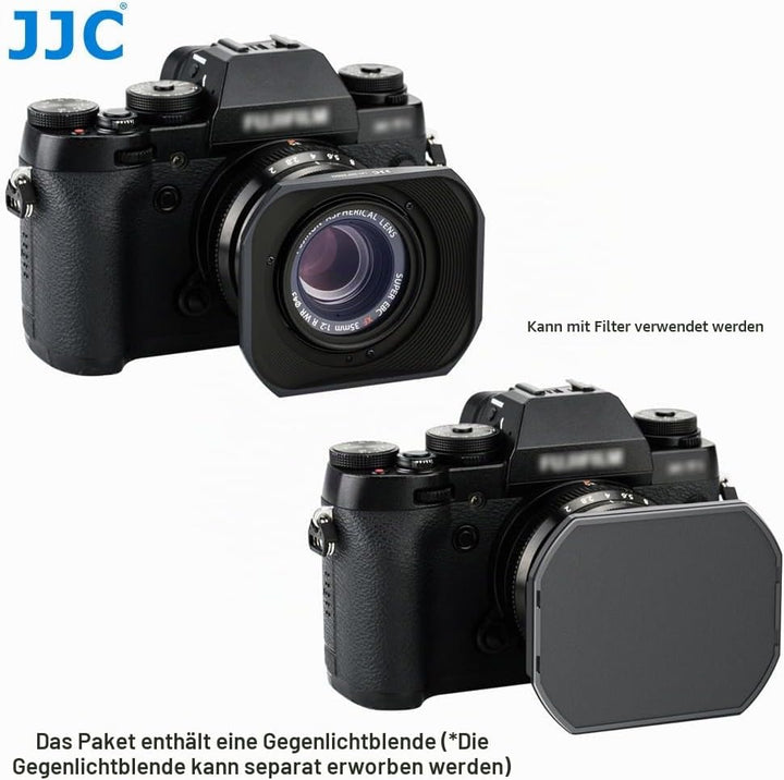 JJC Black Square Bajonett Objektiv für Fujifilm Fujinon XC 35mm F2, XF 23mm F2 R WR, XF 35mm F2 R WR