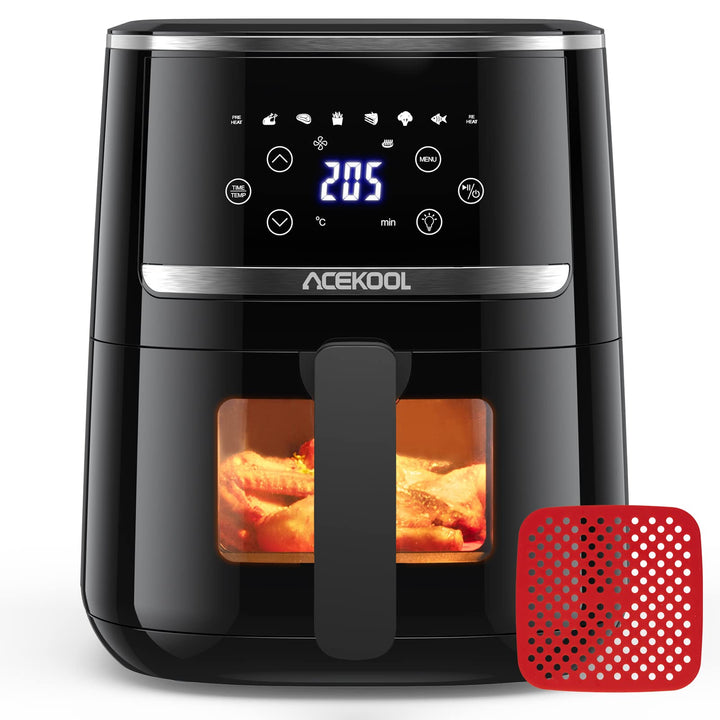 Acekool Heissluftfritteuse 4,5L XXL Friteuse Heissluft Fritteusen Air Fryer mit Silicon Liner, 45dB