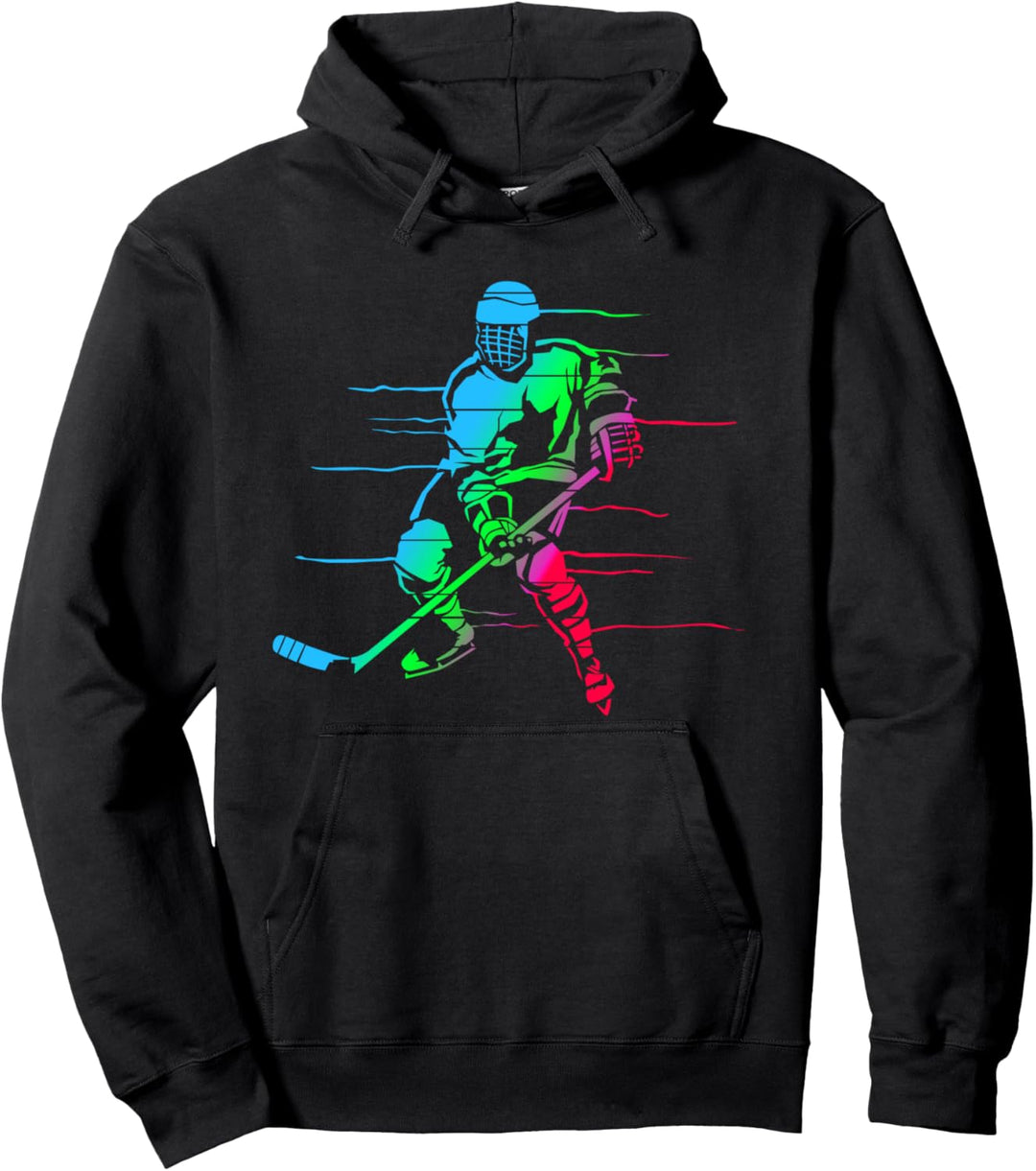 Eishockeyspieler, buntes Design, Hobby-Eishalle Pullover Hoodie