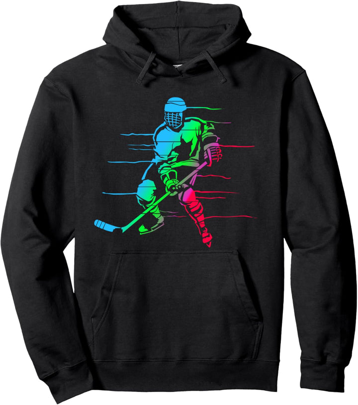 Eishockeyspieler, buntes Design, Hobby-Eishalle Pullover Hoodie