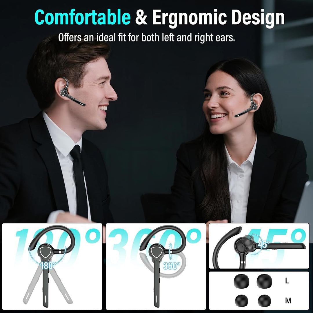Bluetooth Headset, V5.4 Wireless Freisprech Telefon mit CVC 8.0 und ENC Dual Mikrofon, Bluetooth Ohr