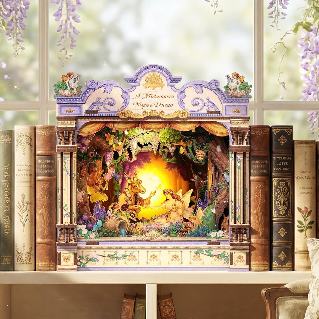 CUTEBEE Miniatur Haus Selber Bauen, 3D Holzpuzzle für Erwachsene, DIY Book Nook Kit, Shakespeare lit