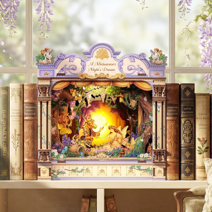 CUTEBEE Miniatur Haus Selber Bauen, 3D Holzpuzzle für Erwachsene, DIY Book Nook Kit, Shakespeare lit