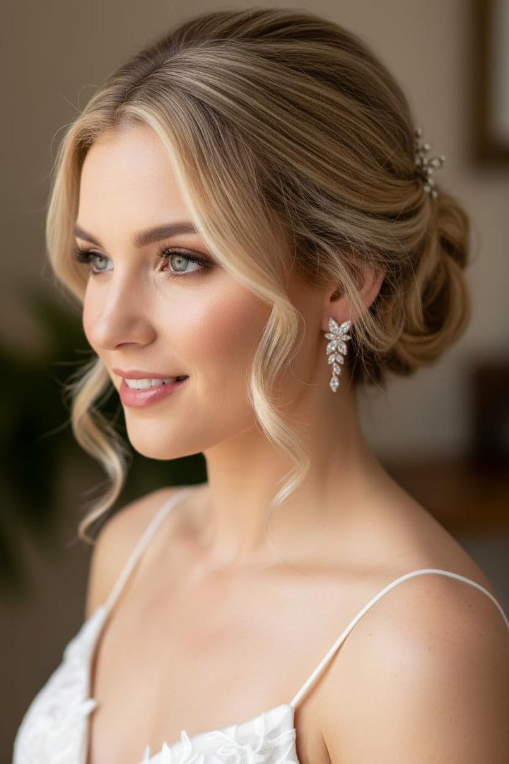 ONDEGO® ROSEGOLD Ohrringe Blatt Blätter Creolen Ohrstecker Brautschmuck Geschenk Weihnachtsgeschenk