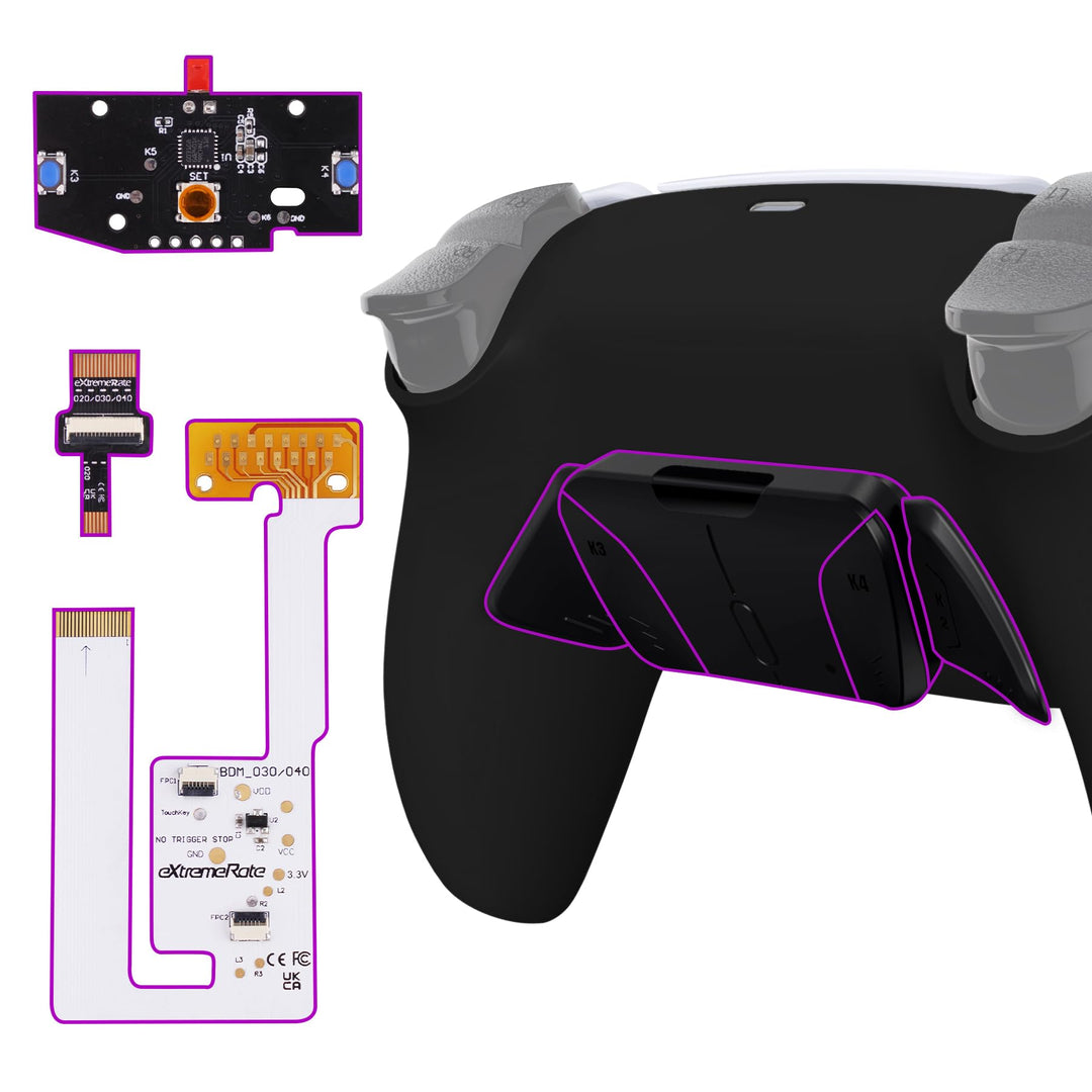 eXtremeRate Programmierbar RISE4 Remap Kit für ps5 Controller BDM-030/040,Remap Board&Rückplate Gehä