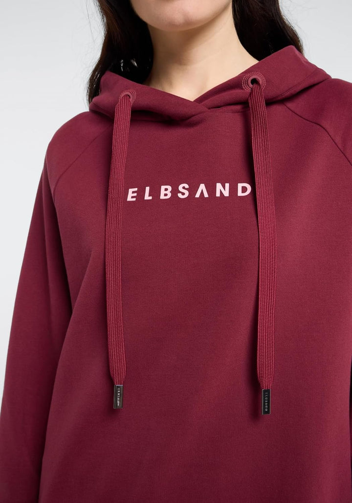 Elbsand Svana Damen Hoodie, Sweatshirt mit Kapuze, Rundhalsausschnitt Ruby S, Ruby S