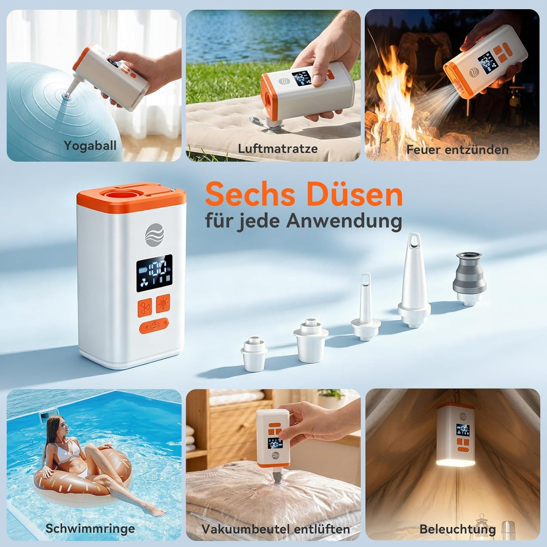 Elektrische Luftpumpe Für Luftmatratze, 4.8 kPa Wiederaufladbare Luftpumpe Luftmatratze & Campinglam