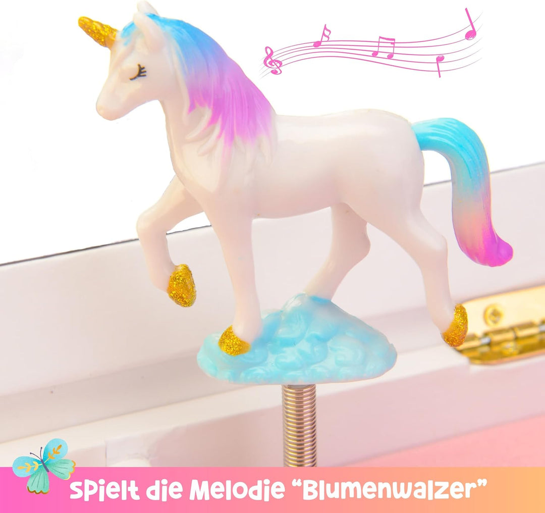 Musikalisches Prinzessin-Schmuckkästchen für Mädchen - Kinder Spieluhr mit Spiegel, Prinzessin Gesch