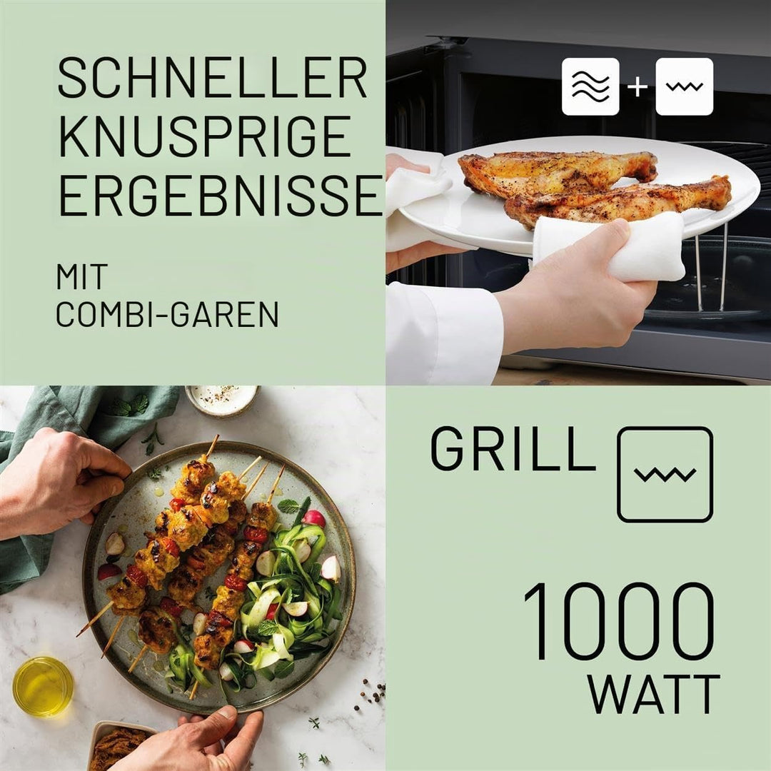 Panasonic NN-K35NWMEPG, Mikrowellenherd, 24 Liter, 900 W Leistung, 8 automatische Programme, Dual-Ko