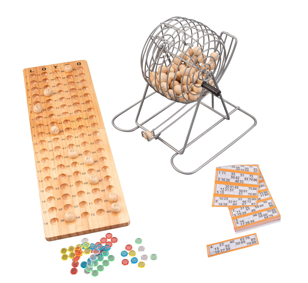 Engelhart - Bingo-Spiel mit Metallkorb + Holzbrett 90 Kugeln/System 15 aus 90-360567