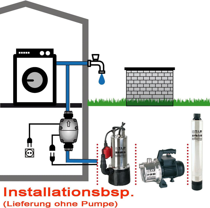 T.I.P. 31371 Gartenpumpe Edelstahl GP 4000 INOX, bis 4.000 l/h Fördermenge & 30241 Elektronische Pum