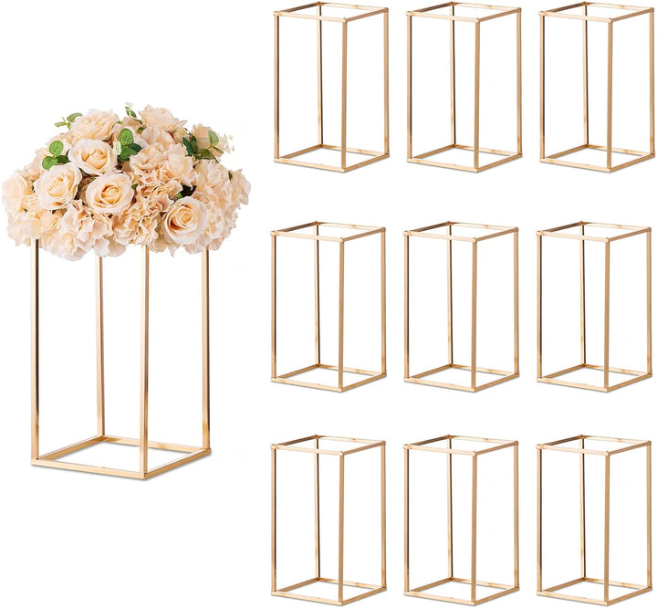 Sziqiqi 10 Stück Goldene Vase Metall Blumen Stehen Strasse Blei Geometrische Herzstück Vase Tische H