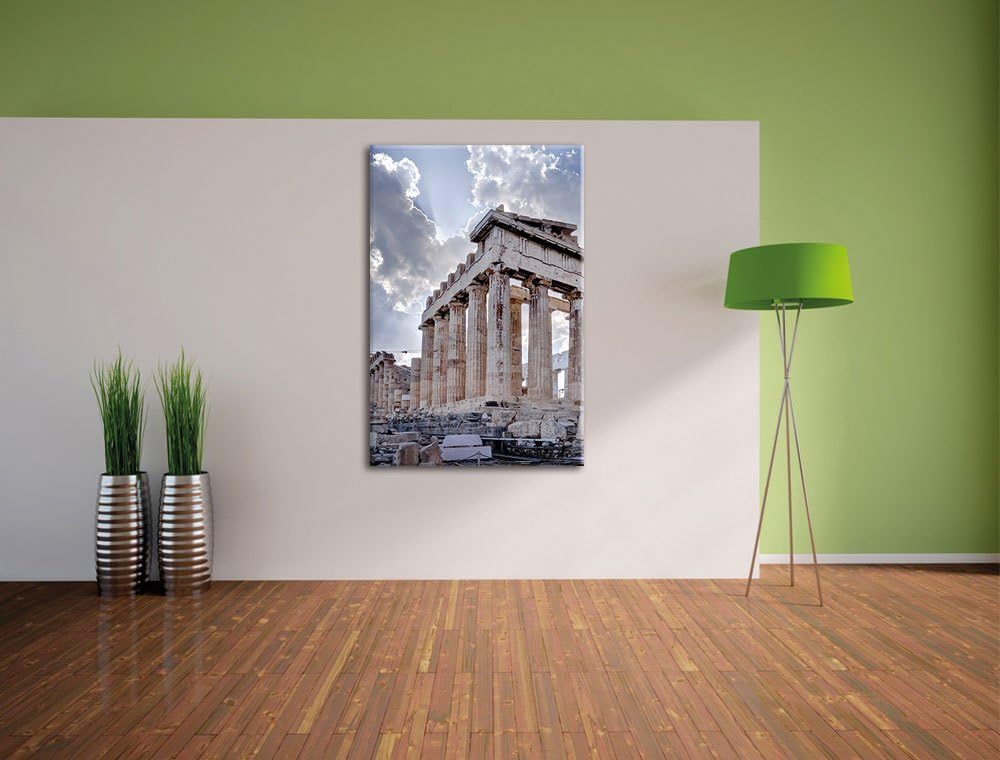 Pixxprint Antike Säulen Griechenland als Leinwandbild/Grösse: 100x70 / Wandbild/Kunstdruck/fertig be