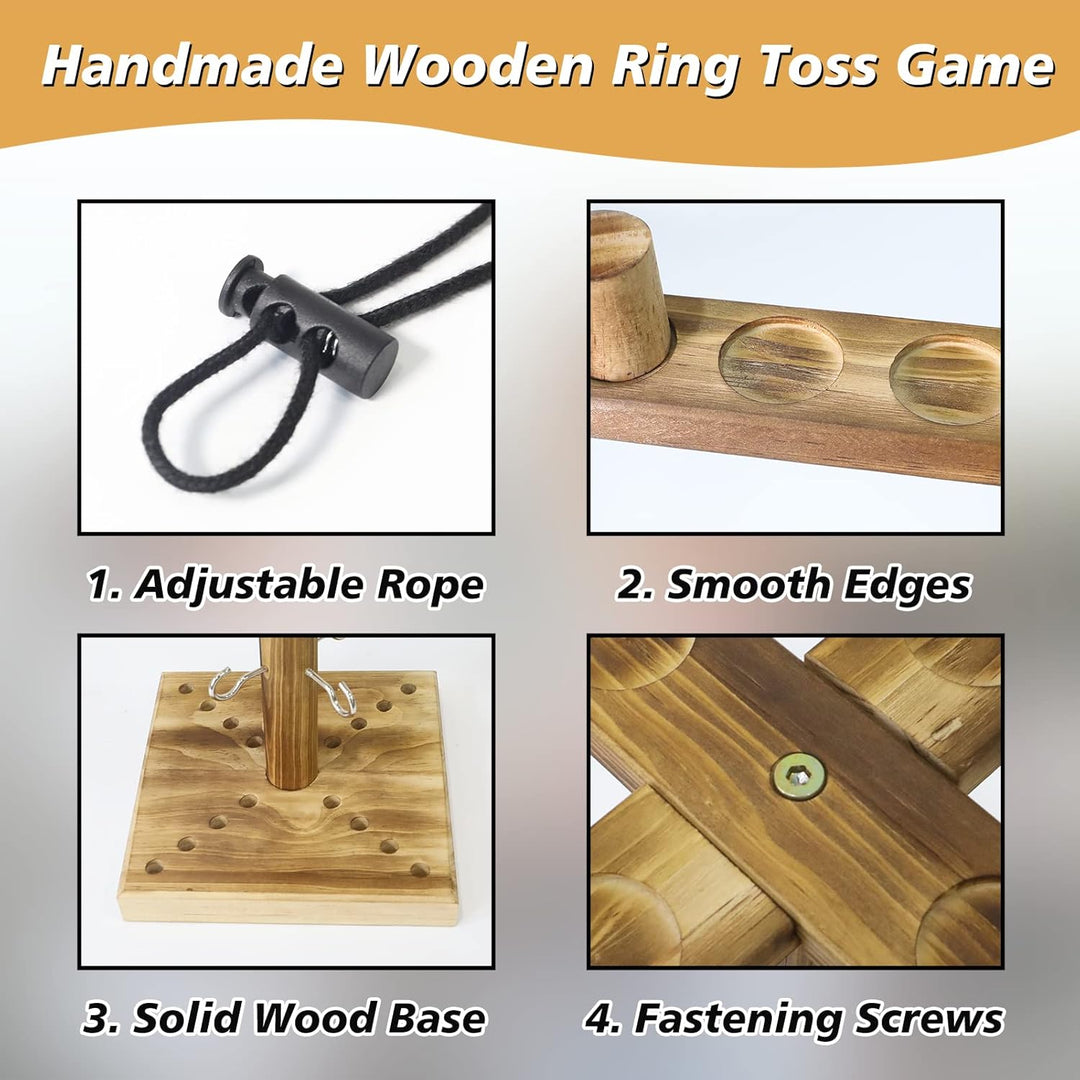 Ring Toss Game Ringwurfspiel für Erwachsene, ZAKVOP Hook Spiel 4 Spieler Ring Toss Hook mit Punkteta