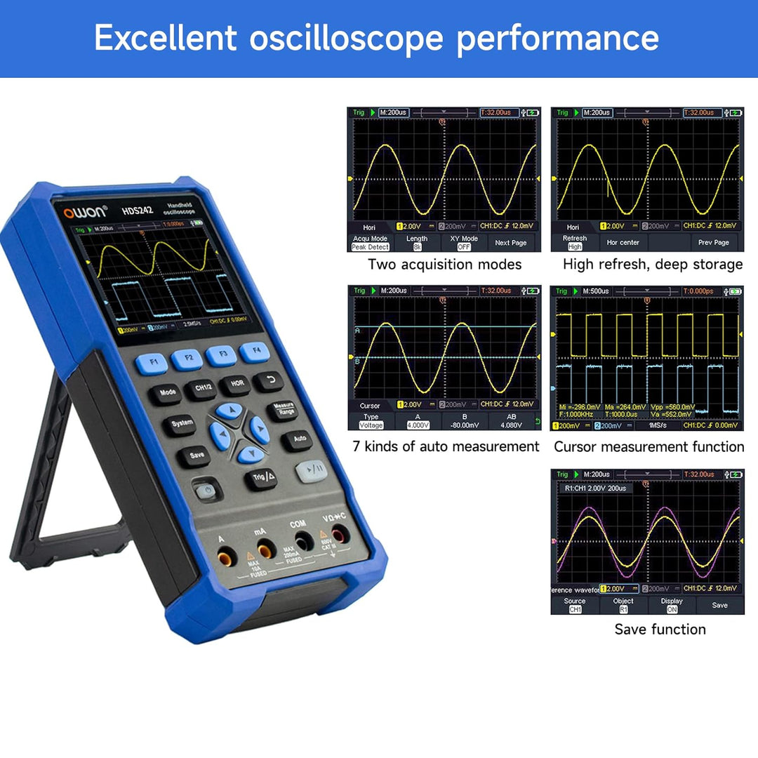 OWON HDS242 Handheld-Oszilloskop, Digitales Oszilloskop tragbares 2-in-1-Universalprüfgerät, 20000 C
