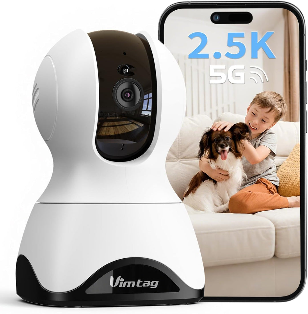 VIM TAG 2,5K Überwachungskamera Innen,5G WLAN Innenkamera, 360° Kamera Überwachung Indoor,AI-Bewegun