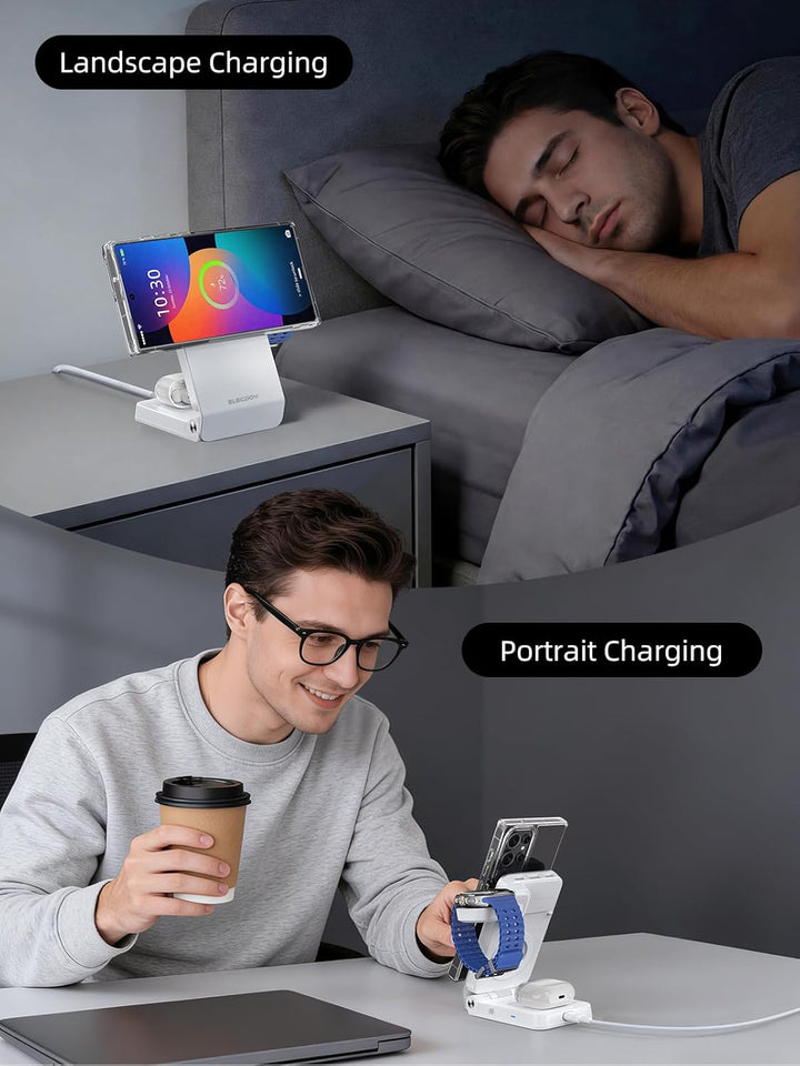 Magnetic Wireless Ladestation für Samsung mit Aktiver Kühlung, 3 in 1 Induktive ladestation für Sams