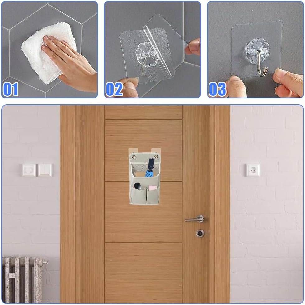 2 Stück Hängeorganizer mit 4 Haken, Hängeregal Hängende Aufbewahrung Organisatoren Wasserfeste Faltb