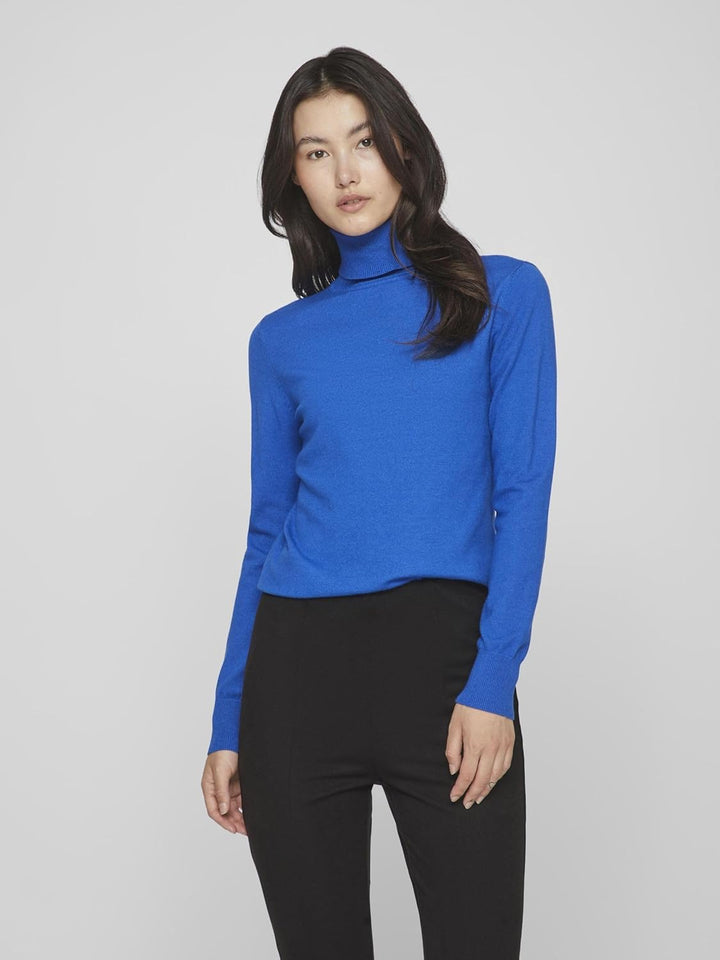 Vila Damen Vicomfy L/S Rollneck Knit Top/Su/Pb Strickpullover M Lapis Blue/Detail:melange, M Lapis B