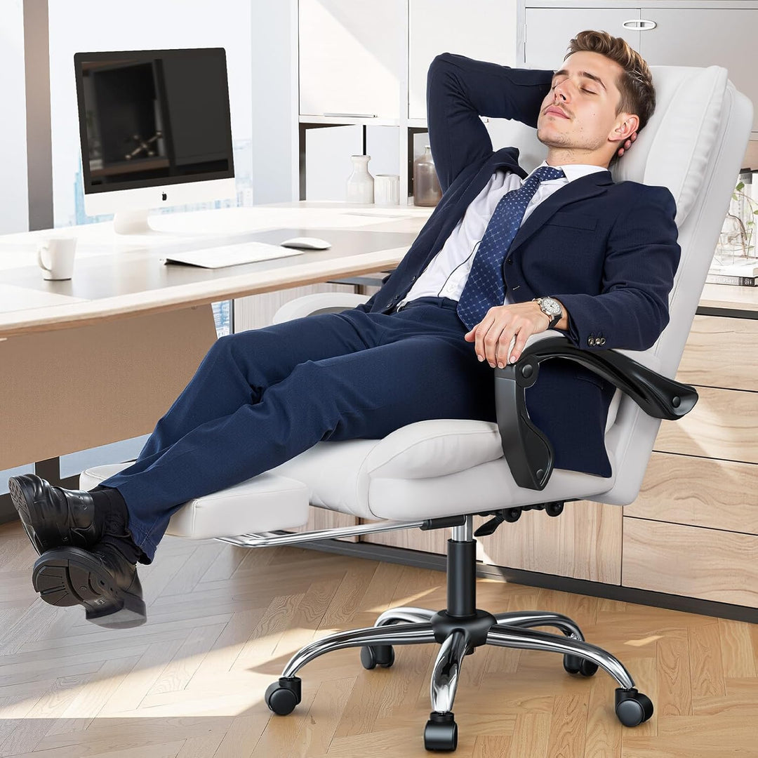 naspaluro Chefsessel Bürostuhl mit Fussstütze, Schreibtischstuhl Ergonomisch, PU Leder Computerstuhl