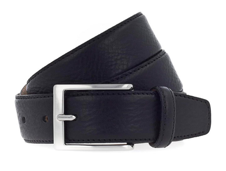 Vanzetti Dresscode: Business 35mm Cambered Full Leather Belt W80 Black - kürzbar