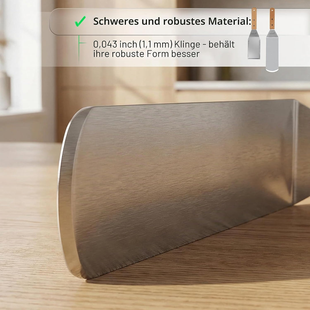 Professionelles Grillspachtel Set – Edelstahl Metallspachtel und Grillschaber – Schwerer Spachtel Gr