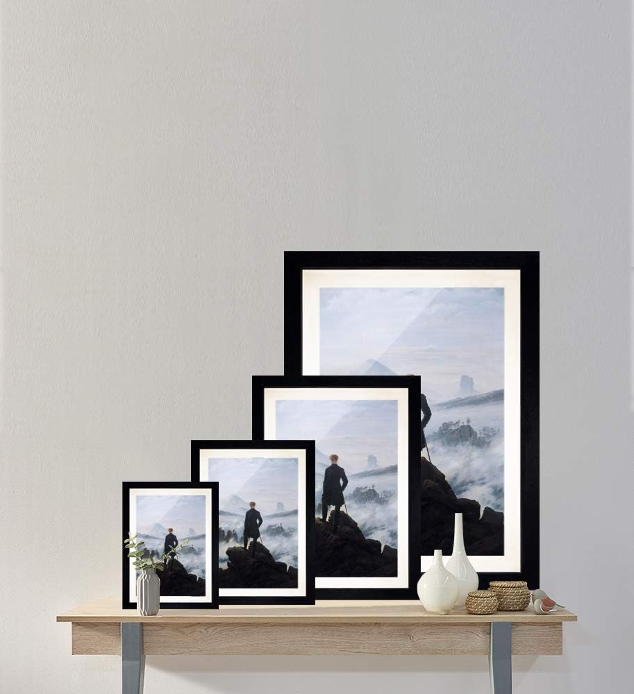 Bild mit Rahmen - Caspar David Friedrich Der Wanderer über dem Nebelmeer 60x80 cm ca. A1 - Gerahmter