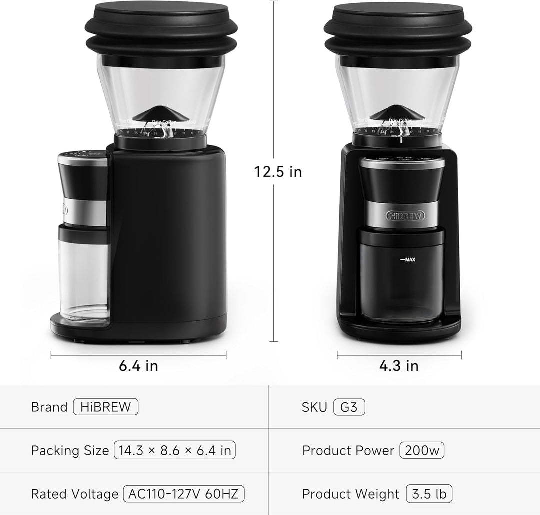 HIBREW G3 Kaffeemühle, 31 Präzisionsstufen, elektrische Kaffeemühle für Wasserkocher Turque/Espresso