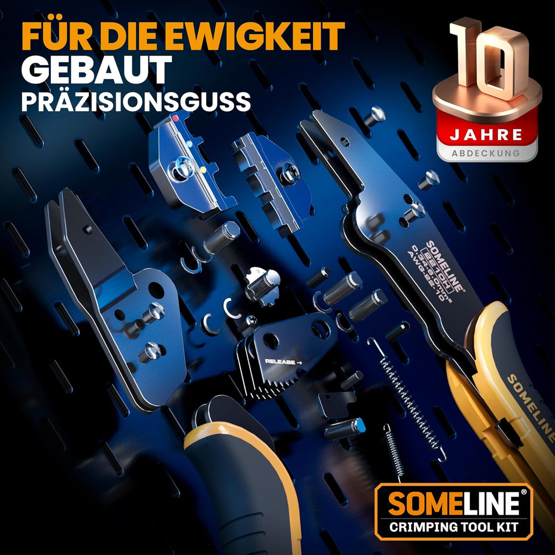 Crimpzange Stossverbinder Set,Stossverbinder zange 0,34-6 mm²,100 stück Stossverbinder mit Schrumpfs