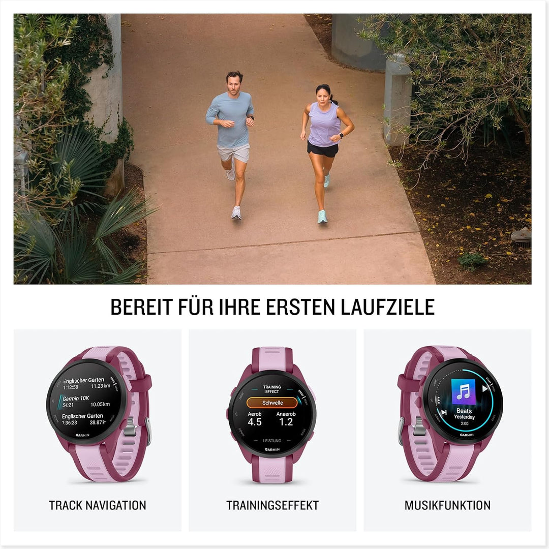 Garmin Forerunner 165 Music - leichte GPS Smartwatch zum Laufen, mit 1,2" AMOLED Touchscreen, Traini